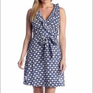 LaRoque Elenor Navy Print Wrap Dress Cotton 6